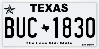 TX license plate BUC1830