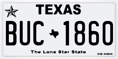 TX license plate BUC1860