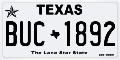 TX license plate BUC1892