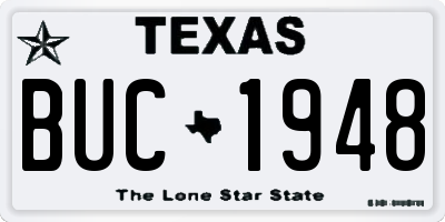 TX license plate BUC1948