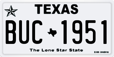 TX license plate BUC1951