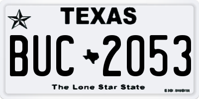 TX license plate BUC2053