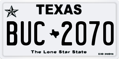 TX license plate BUC2070