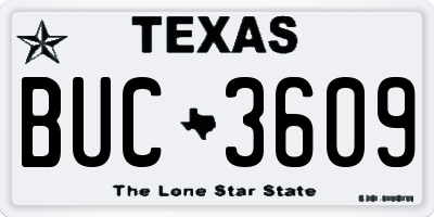 TX license plate BUC3609