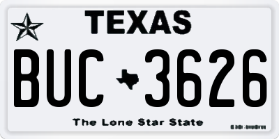 TX license plate BUC3626
