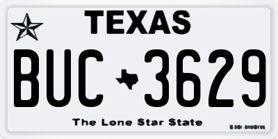 TX license plate BUC3629