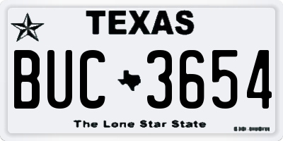 TX license plate BUC3654