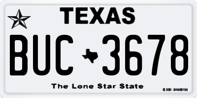 TX license plate BUC3678