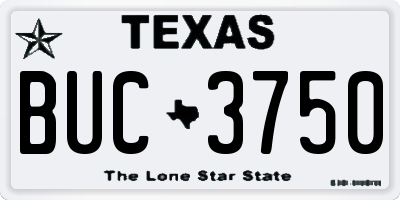 TX license plate BUC3750