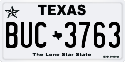 TX license plate BUC3763