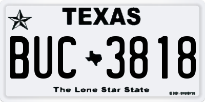 TX license plate BUC3818