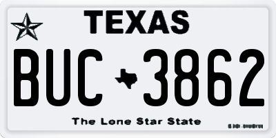 TX license plate BUC3862