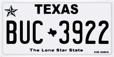 TX license plate BUC3922