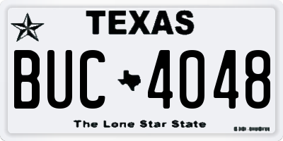 TX license plate BUC4048