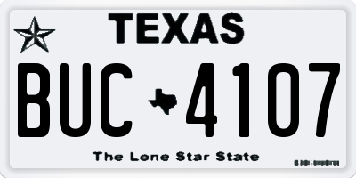 TX license plate BUC4107