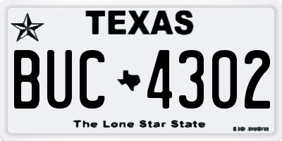 TX license plate BUC4302