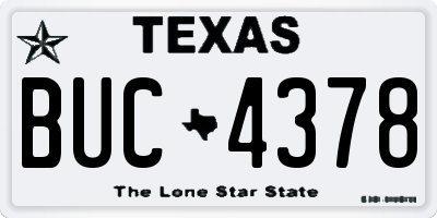 TX license plate BUC4378