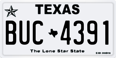 TX license plate BUC4391
