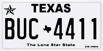 TX license plate BUC4411