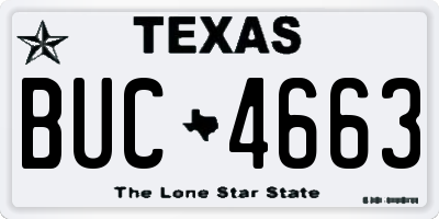 TX license plate BUC4663