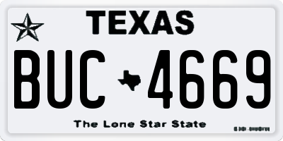 TX license plate BUC4669