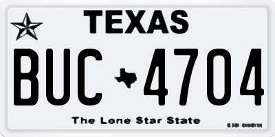 TX license plate BUC4704