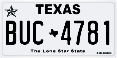 TX license plate BUC4781