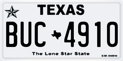 TX license plate BUC4910