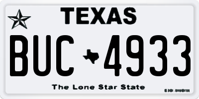 TX license plate BUC4933