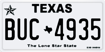 TX license plate BUC4935