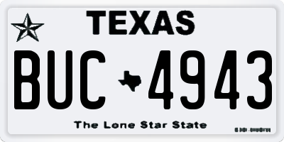 TX license plate BUC4943