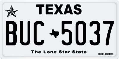 TX license plate BUC5037