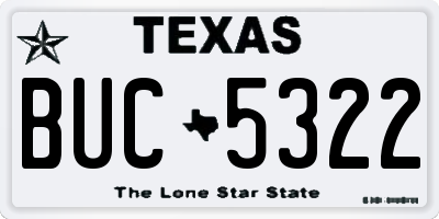 TX license plate BUC5322