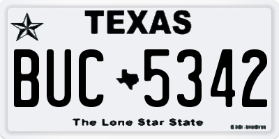 TX license plate BUC5342