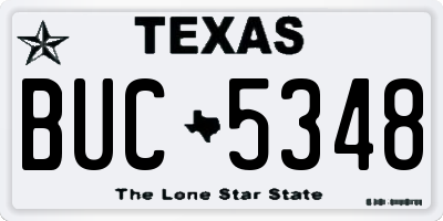 TX license plate BUC5348
