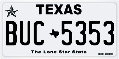 TX license plate BUC5353