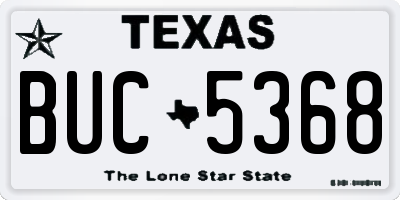 TX license plate BUC5368