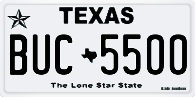 TX license plate BUC5500