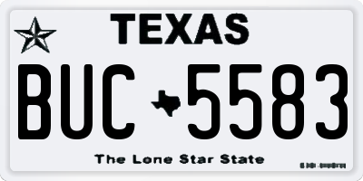 TX license plate BUC5583
