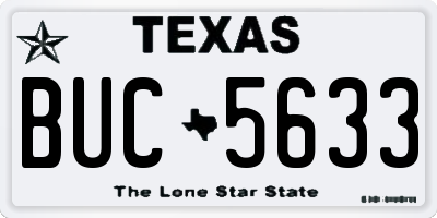 TX license plate BUC5633