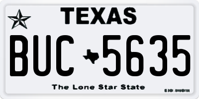 TX license plate BUC5635