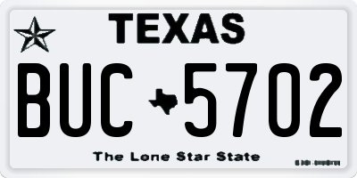 TX license plate BUC5702