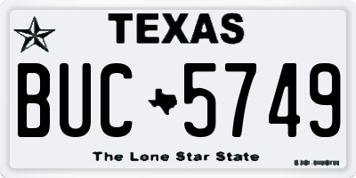 TX license plate BUC5749