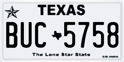 TX license plate BUC5758