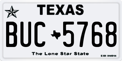 TX license plate BUC5768
