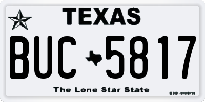TX license plate BUC5817