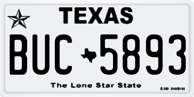 TX license plate BUC5893