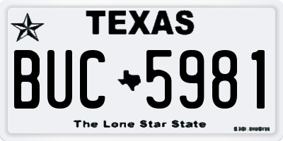 TX license plate BUC5981