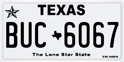 TX license plate BUC6067