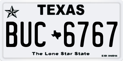 TX license plate BUC6767
